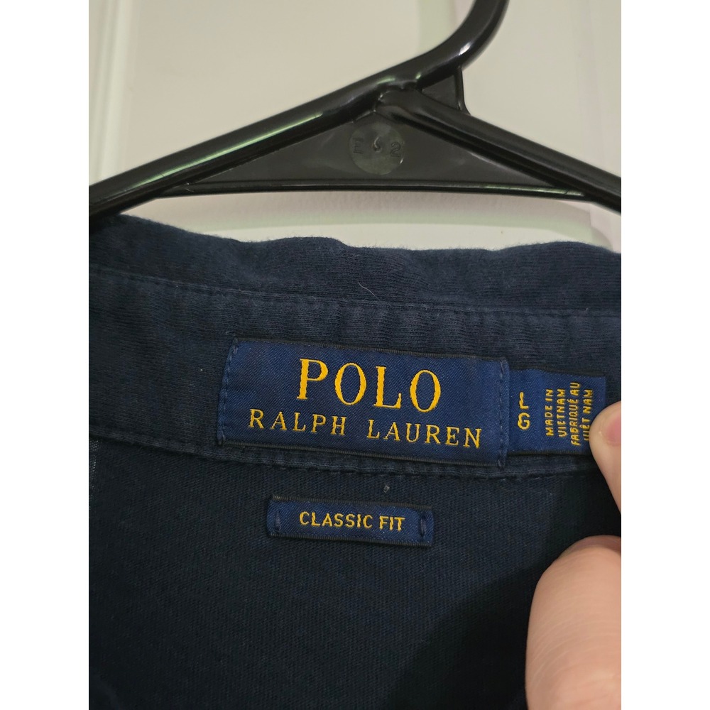 Polo Ralph Lauren Mens Large Navy Blue Pocket Polo Shirt Classic Fit Cotton - Picture 3 of 7